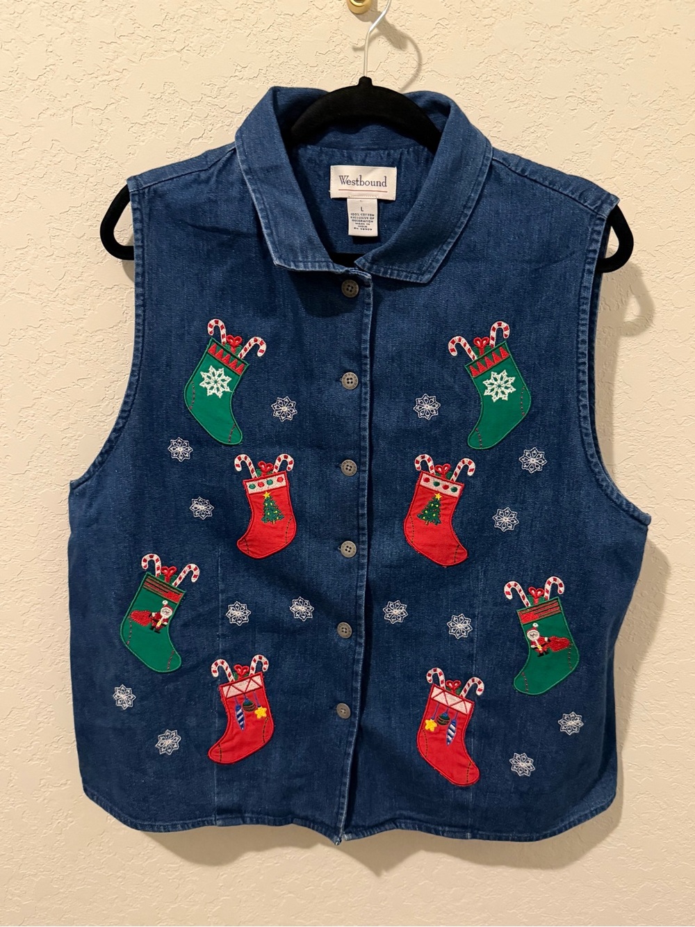 Westbound Navy Denim Holiday Stocking Vest